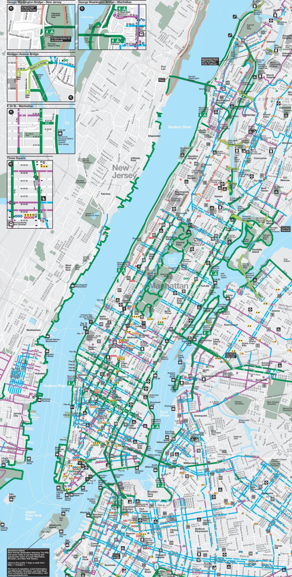 Mapa da ciclovia de Manhattan