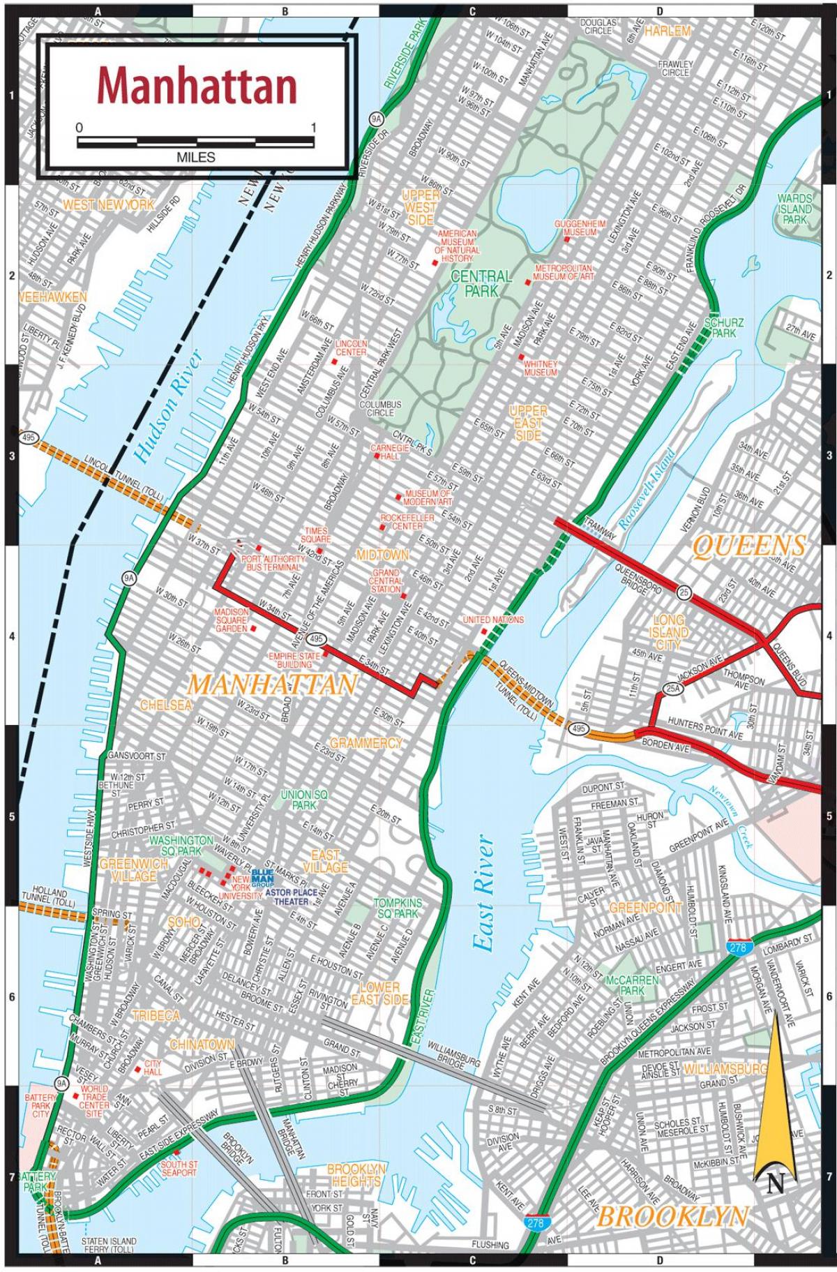 Mapa de estradas de Manhattan