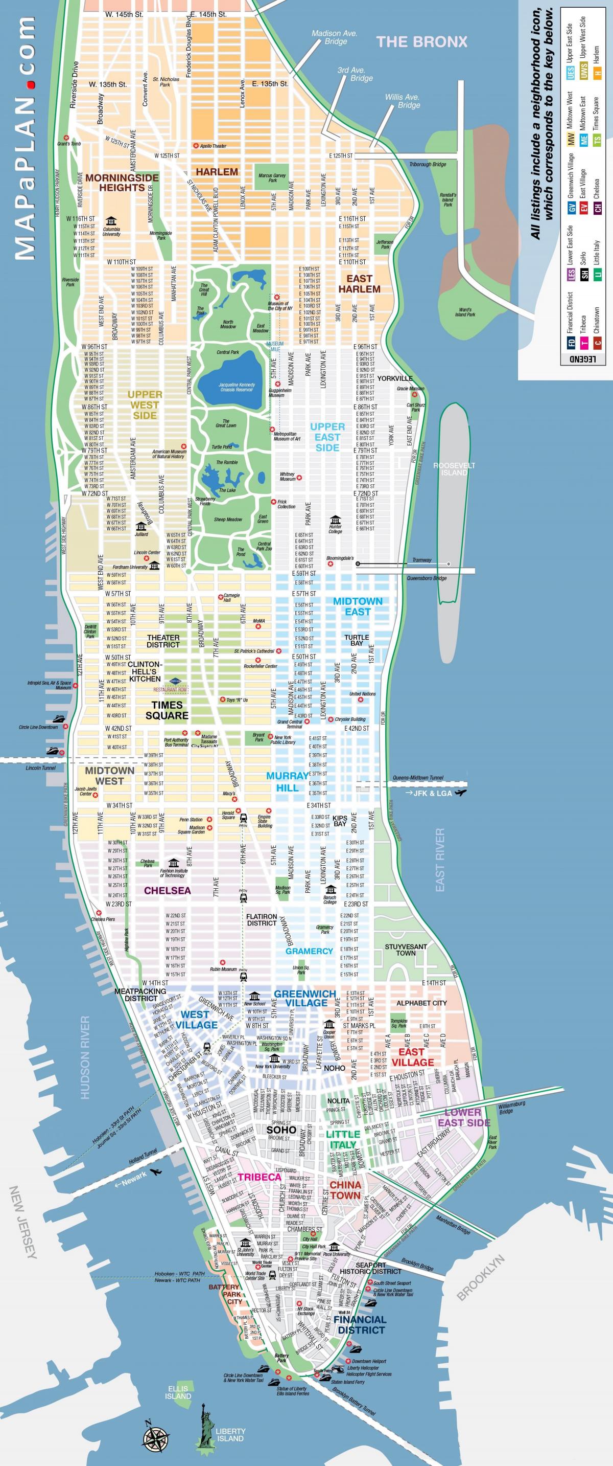 Mapa das ruas de Manhattan