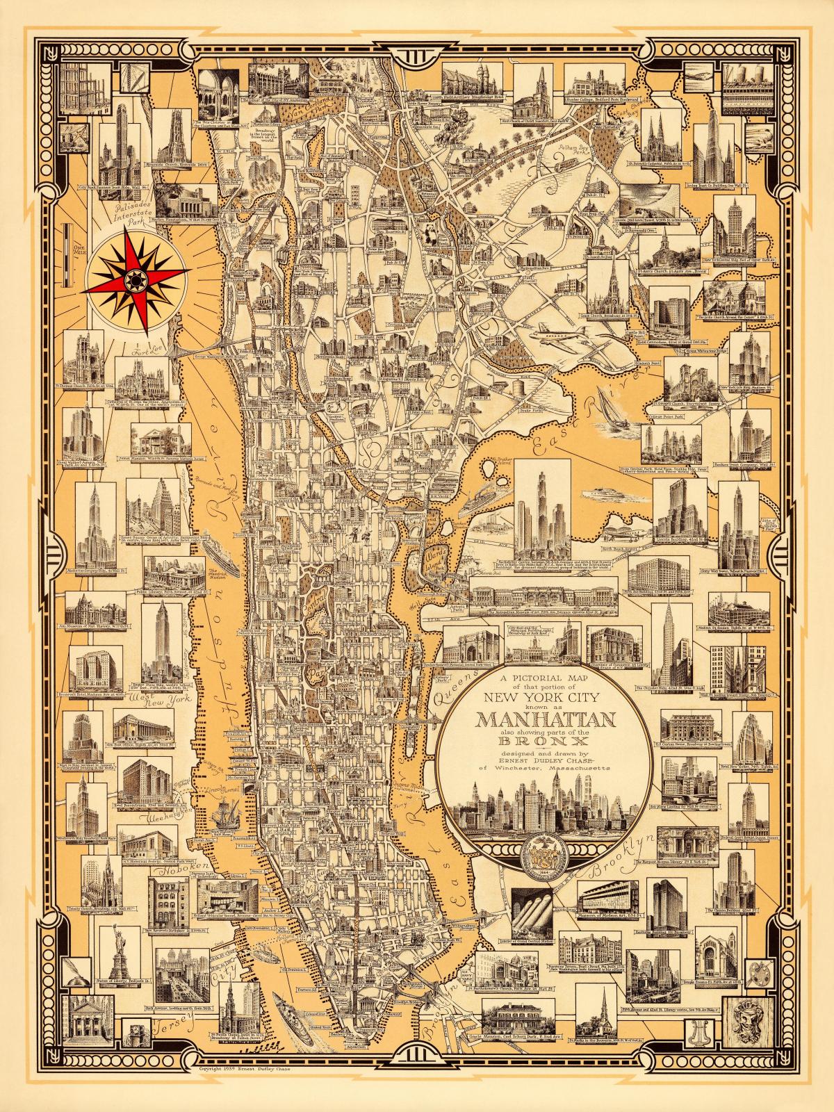 Mapa antigo de Manhattan